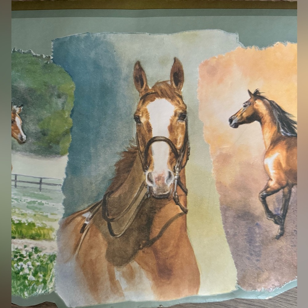 4 Vintage Taylor Wallcoverings Horse Pony Wall Border Wallpaper 1990’s Same Lot